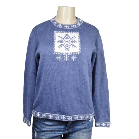 ALPACA Imports S HAND MADE Snowflake Purple Cottagecore Sweater Peru Ski Cozy - Picture 1 of 9